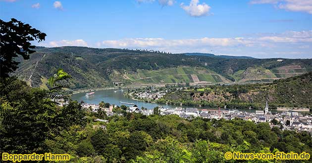 Boppard und der Bopparder Hamm liegen am Rhein-Burgen-Weg